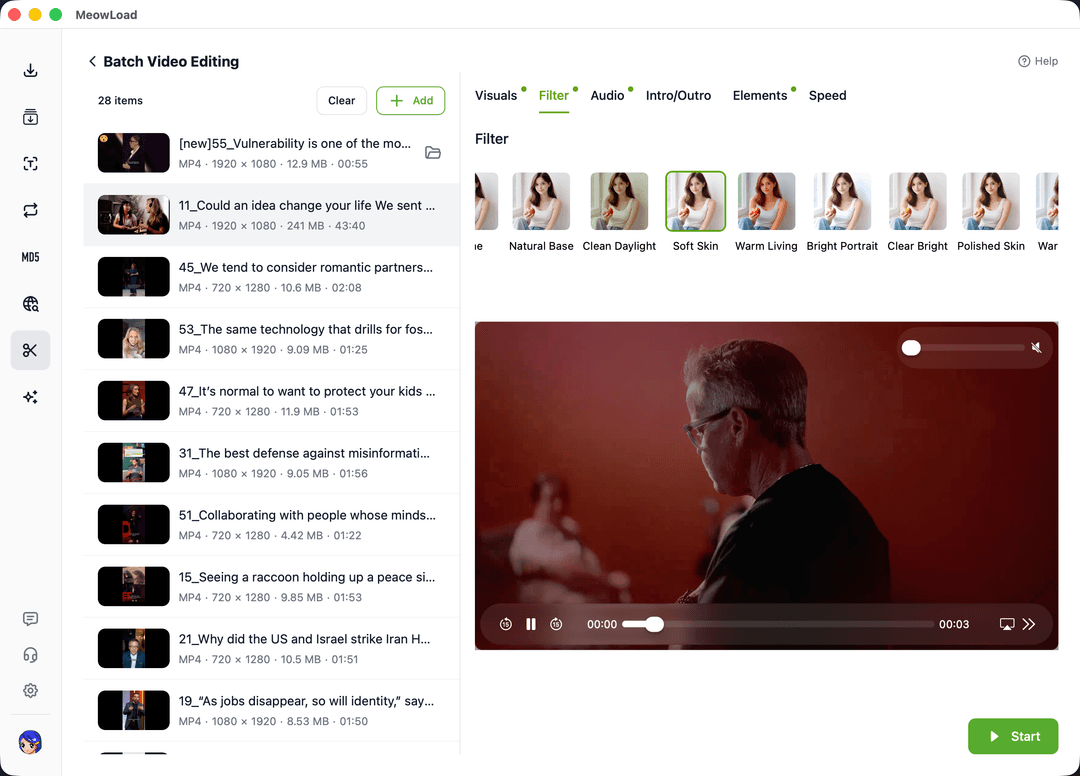 Batch Video Filter Application